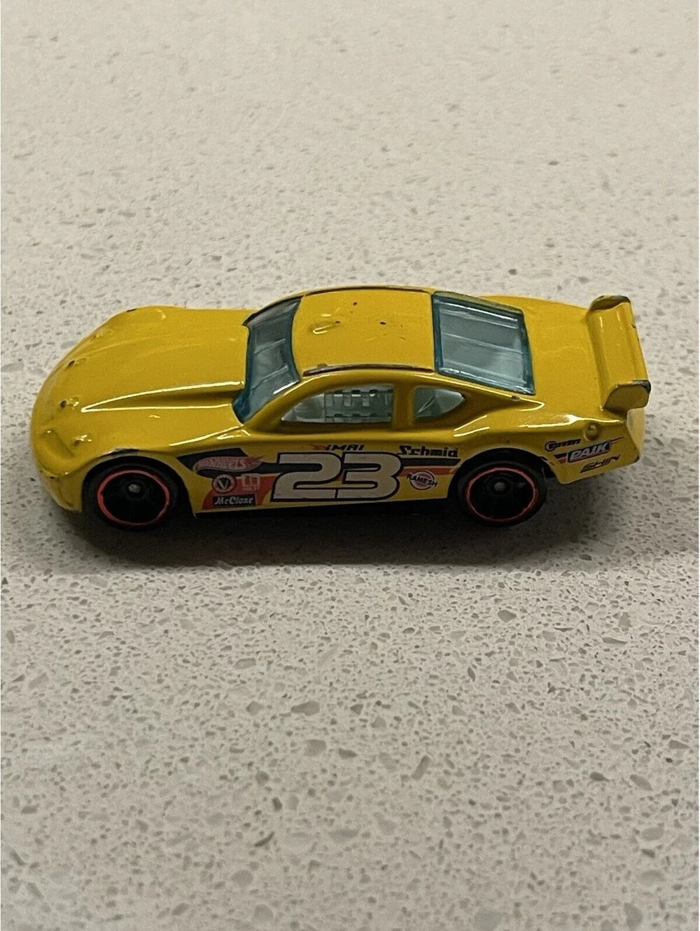 Hot Wheels Circle Tracker Race Car Number 23 Yellow Retro Hotwheels